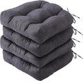 IPYNBAP Outdoor Chair Cushions Set of 4, Patio Chair Cushions with Ties, 19x19+5” Tufted Outdoor Seat Cushions, Waterproof Patio Furniture Cushions, Outdoor Dining Chair Pads, Dark Grey by IPYNBAP
