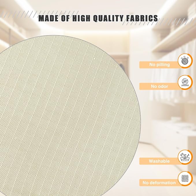 Hanging Closet Organizer 5-Shelf, Oxford Fabric Wardrobe Storage, Beige | Easy-mount foldable design holds clothes, handbags, shoes & accessories; washable Oxford fabric, sturdy and space-saving. - Image 4
