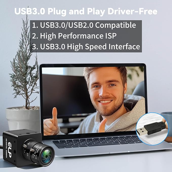 Global Shutter Color USB3.0 Camera,120FPS 200FPS Ultra High Frame Rate Webcam,1920x1200 Max Resolution with 2.8-12mm 4X Manual Zoom Lens,Plug and Play for High Speed Motion Analysis 3D Printer - Image 5