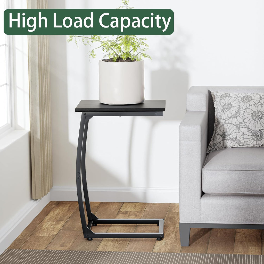 C Shaped End Table Set of 2,Side Table for Couch,Curved Support Legs, Slide Under Couch Table for Sofa, TV Tray Table for Living Room Bedroom(Black) - Image 7