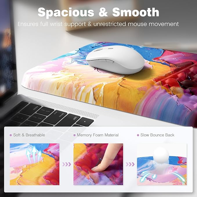 Ospelelf Ergonomic Wrist Rest for Computer Keyboard Pad, Large Arm Rest Wrist Support for Mouse, Relieve Wrist Pain, Multicolored - Image 2
