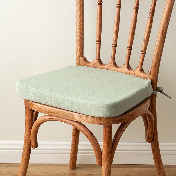 Battilo Chair Cushions for Dining Chairs with Ties, Indoor/Outdoor Kitchen Chair Pad with Non-Slip Backing, Dining Seat Cushion with Machine Washable Removable Cover, 16"x16"x2", Set of 2, Sage Green - Image 8