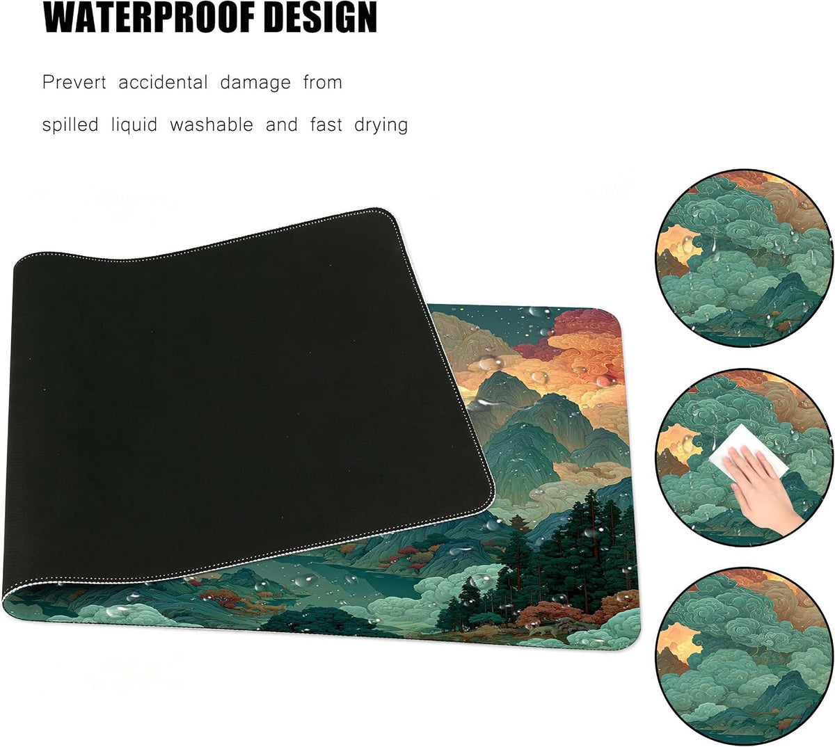 Brecoy Large Mouse Pad, Anime Black Gaming, Extended Kanagawa Mat Desk Pad, 3mm Thick Long Non-Slip Rubber Base Mice Pad, 31.5 X 11.8 Inch (Pattern 2) - Image 4