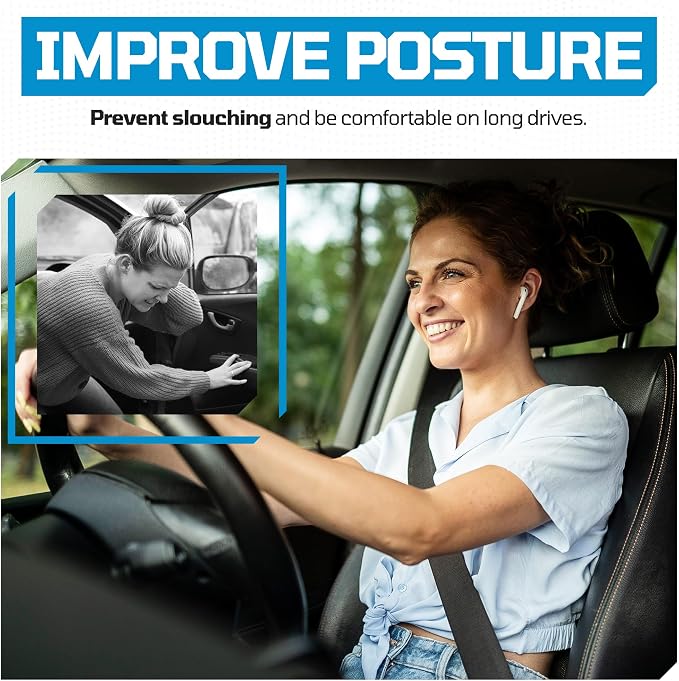 FORTEM Lumbar Support Pillow for Car - Memory Foam Back Pillow for Driving | Ergonomic Design for Comfort Sitting | Promotes Back Pain Relief | Adjustable Straps | Washable Cover - Image 6