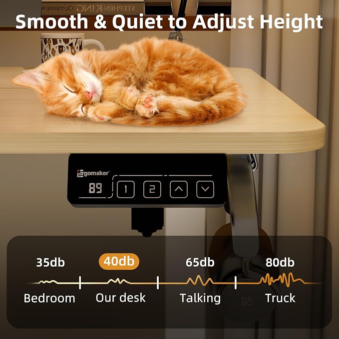 43"x24" Standing Desk, Height Adjustable Sit-Stand Home Office, Oak | Electric Adjustable Standing Desk, Sit to Stand Computer Office Desk with Splice Board, Memory Preset, Lifts 28.7''-46.5" - Image 7
