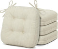 Shinnwa Dining Chair Cushions Set of 4, Dual-Layer Memory Foam Kitchen Chair Cushions, Patented Design Seat Pads with Ties, 16.5 x 16.5 x 3.5in, 4 Pack, Ivory by Shinnwa
