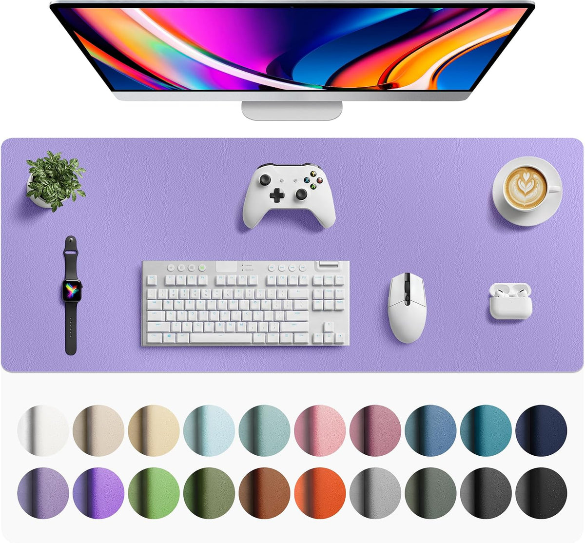 Aothia Faux Leather Desk Mat Mouse Pad, 42" x 17", Light Purple by Aothia