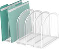 File Organizer 5-Section Mesh Desk Organizer, Upright File Organizer Desktop Organizer File Sorter, File Folder Holder for Office Supplies, White | 5 Vertical Compartments with Sturdy Metal Base for Office Documents Books Magazines and Laptop by SUPEASY