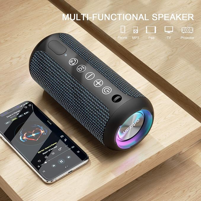 Ortizan Portable Bluetooth Speakers, IPX7 Waterproof Wireless Speaker with 24W Loud Stereo Sound, Outdoor Speaker with Bluetooth 5.3, Deep Bass, RGB Lights, Dual Pairing, 30H Playtime for Home - Image 5