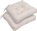RACE LEAF Outdoor Cushions 17" x 17" Patio Chair Seat Pads, Set of 2 Thick Fill Tufted Square Patio Cushions, Water-Resistant Olefin Chair Seat Cushion with Ties for Non-Slip Support, Beige by RACELEAF