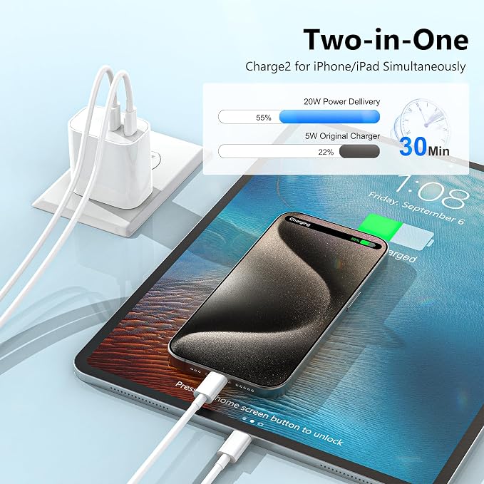 USB C Charger Block 3 Pack, Dual Port 20W Fast Wall Plug | 20W PD fast charging USB C block for iPhone 17 16 15 14 13 12 11, iPad Pro, iPad Air, AirPods and Apple Watch. (White) - Image 2