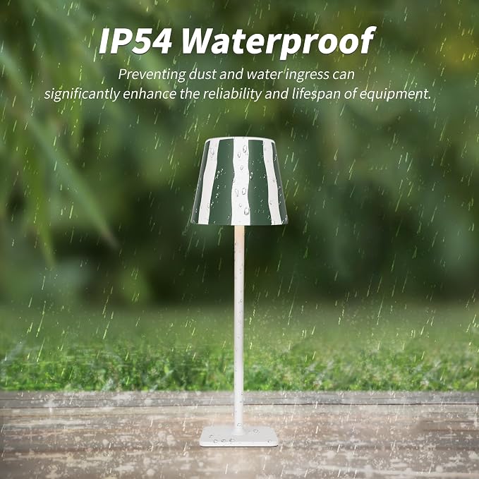 Mr. White Outdoor Waterproof Cordless Wireless Rechargeable Portable Top Touch Battery Operated Powered LED Table Lamp Desk Lamp Lights for Restaurant Kitchen Patio Dinner Dining (Green) - Image 5