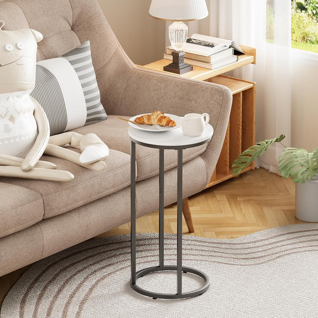 C Shaped End Table, Couch Side Tables for Living Room, Round Sofa End Table with Metal Frame, Small Wooden Snack Table for Bedroom, Small Spaces, Easy Assembly (Black,2pcs) - Image 2