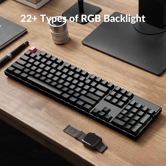 Keychron K10 Full-Size Layout QMK Wireless Mechanical Keyboard, Bluetooth/Wired Hot-Swappable Gaming Keyboard with Keychron Super Brown Switch, RGB Backlight, PBT Keycaps for Mac/Windows-Version 2 - Image 9