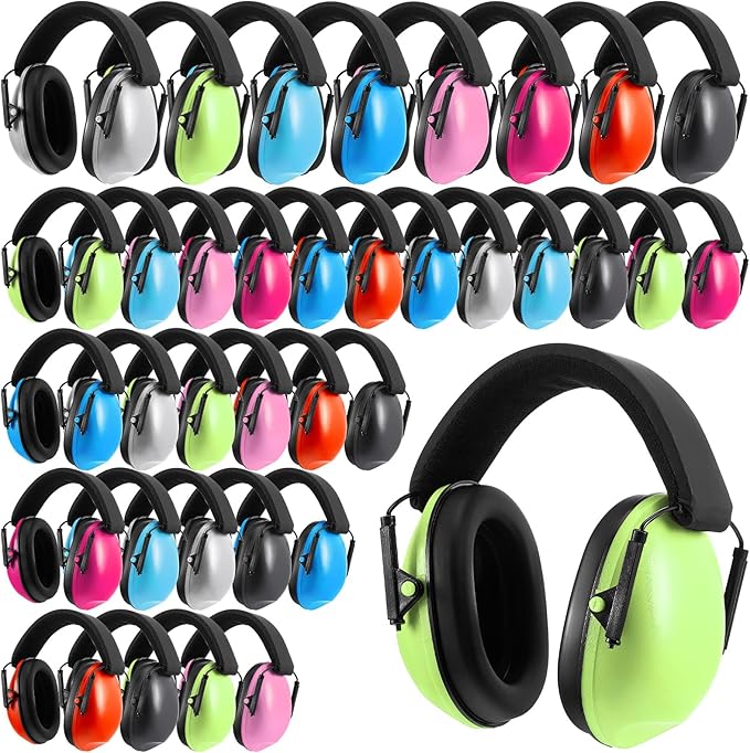 36 Pcs Kids Ear Protection Noise Cancelling Headphones Noise Reduction Ear Muffs 27dB Hearing Protection (8 Colors) by Amylove