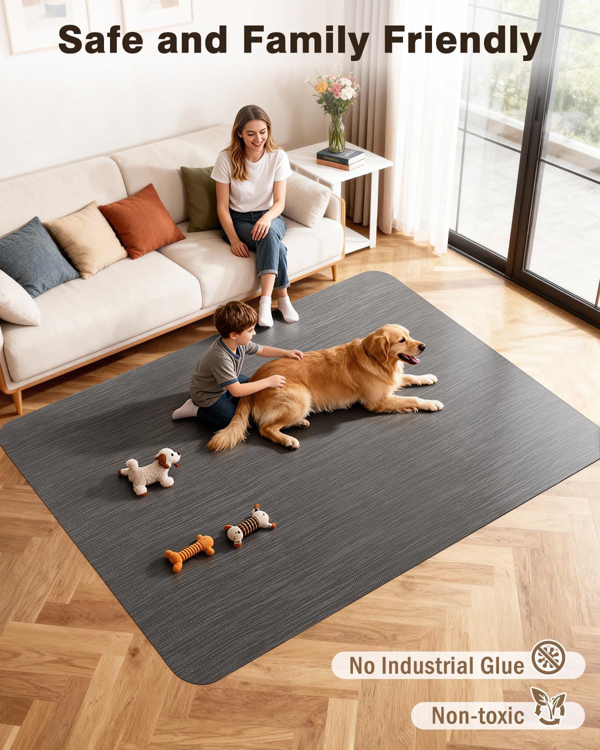 Ultra Large Office Chair Mat for Hardwood Floor, Rolling Chair Mat for Hard Wood, Large Anti-Slip Hard Floor Protector, Heavy Duty Computer Desk Rug for Office and Home 50"*63" Grey - Image 7