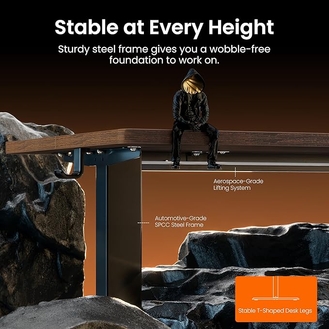 ErGear Height Adjustable Electric Standing Desk, 63 x 28 Inches Sit Stand up Desk, Memory Computer Home Office Desk, Dark Walnut - Image 5