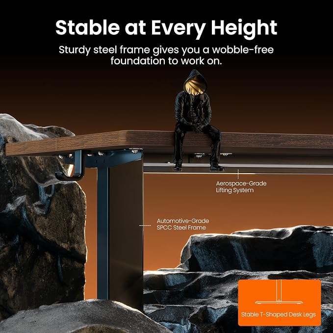ErGear Height Adjustable Electric Standing Desk, 48 x 24 Inches Sit Stand up Desk, Memory Computer Home Office Desk, Dark Walnut - Image 5
