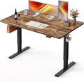 FEZIBO Standing Desk 63 × 28 Inch Electric Height Adjustable, Rustic Brown | Sit and Stand Up Adjustable Desk, Home Office Computer Desk with 3 Customizable Memory Presets by FEZIBO