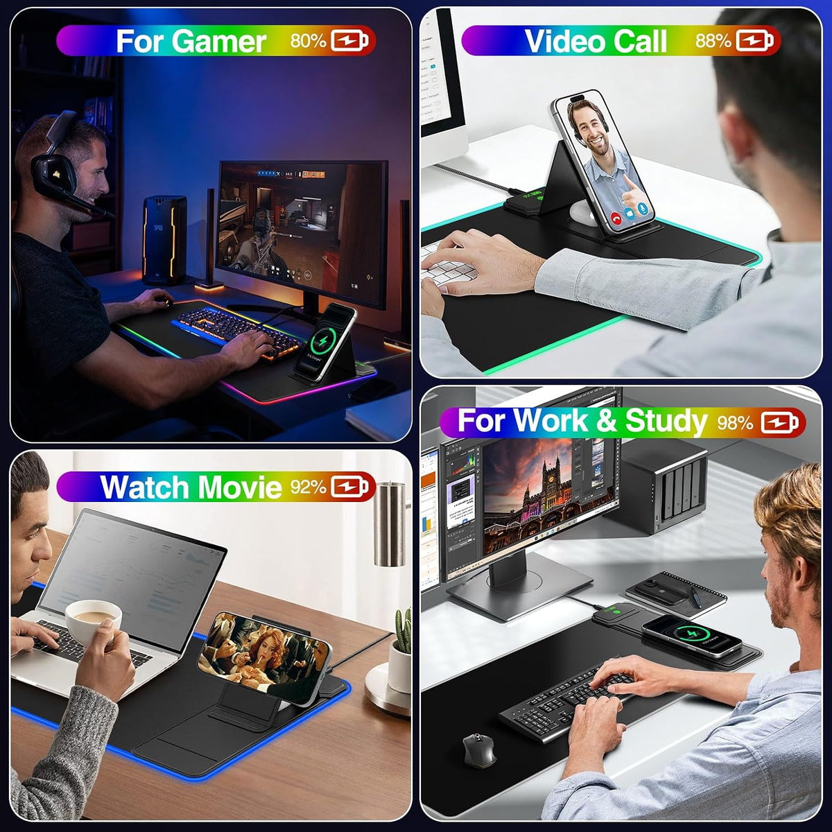 RGB Gaming Mouse Pad with Magnetic Wireless Charging & Foldable Phone Stand - Image 8