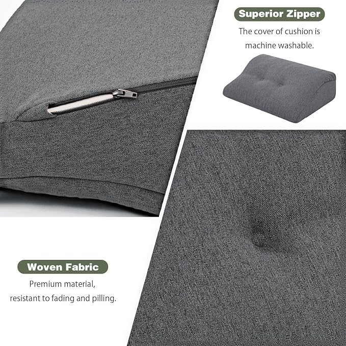 baibu Patented Dual-Layer Memory Foam Lumbar Pillow for Recliner, Dark Grey | Ergonomic back support for recliners, sofas, and gaming chairs with a removable machine-washable cover for easy care. - Image 6