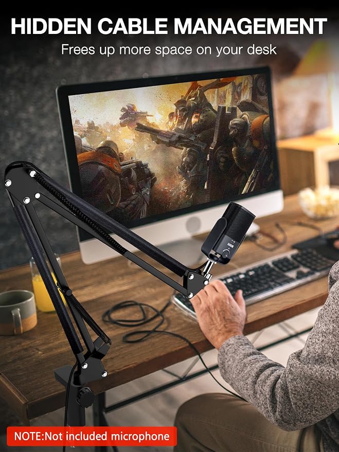 SUNMON Rode NT-USB Mic Boom Arm - Mic Arm for RODE NT-USB/NT-USB+/NT-USB Mini and Most Microphone, Adjustable Boom Scissor Arm Stand with 3/8" to 5/8" Adapter by SUNMON - Image 7