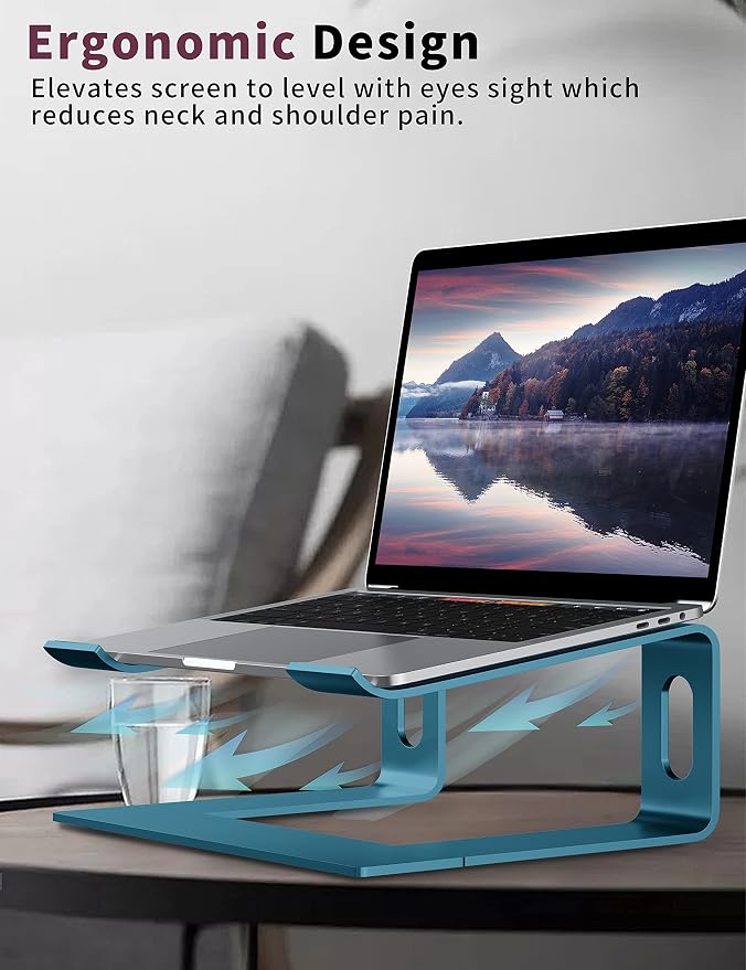 ALASHI Laptop Stand for Desk, Aluminum Computer Riser, Ergonomic Notebook Holder, Detachable Metal Laptops Elevator, PC Cooling Mount Support 10 to 15.6 Inches Notebook, Navy Blue - Image 5