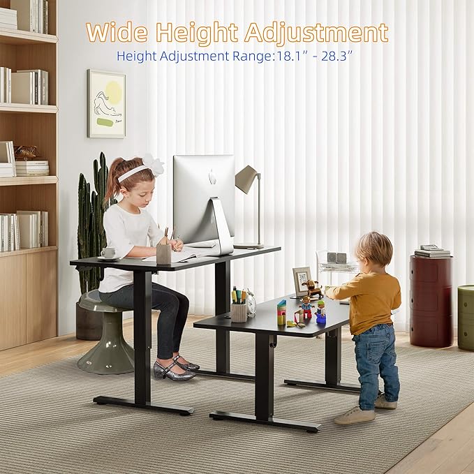 YIHAYO Low Height Adjustable Desk, Lifts 18.1-28.3 Inches, Electric Standing Desk for Short People, 40 x 24 Inches Computer Table with Splice Board for Home Office, Black - Image 5