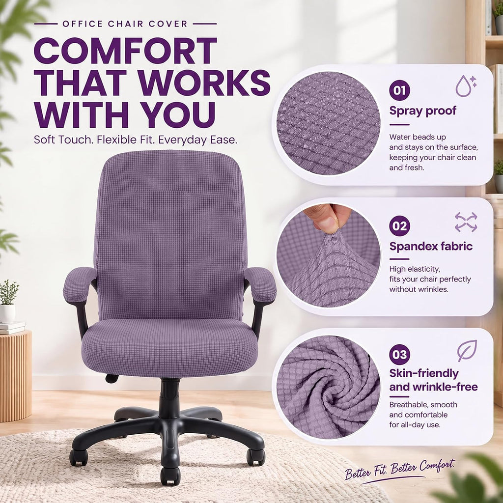 Tatuo 3 Pcs Computer Office Chair Armrest Cover, L, Waffle, Purple - Image 4