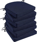 Basic Beyond Chair Cushions for Dining Chairs with Ties and Removable Cover, 2" Thick Seat Cushions for Kitchen Chairs, Set of 6, 17" x 16", Navy by BasicBeyond