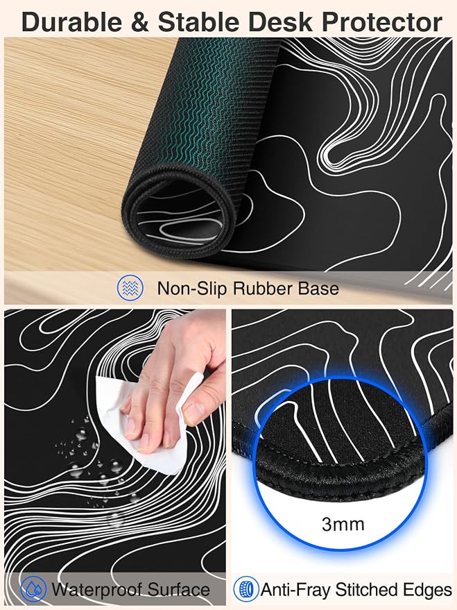 Magnetic Wireless Charging Mouse Pad, 31.5"x15.8" Large Desk Mat | Waterproof Mousepad, Smooth Glide, Stitched Edge, Non-Slip Rubber Base, Desk Pad Computer Keyboard Mat, No Adapter - Image 6