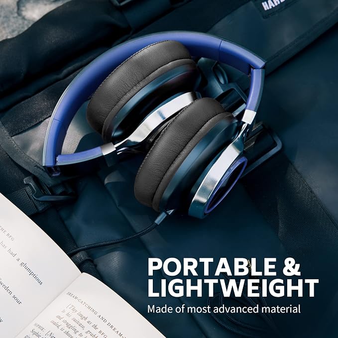 AC01 Over-Ear Headphones Wired with Mic Volume Control, Black Blue | Passive Noise Isolating Corded Stereo Headsets for Adults Teens Kids 3.5mm for School, Chromebooks, Laptop, Tablets, Travel - Image 6