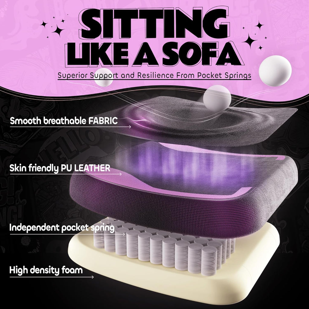 Pink Gaming Chair Cute with Cat Ears Paw Lumbar and Cushion,Ergonomic Computer Chair with Footrest,Reclining PC Game Chair for Girl Computer Chair 300lbs for Adult, Black and Purple - Image 4