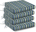 IPYNBAP Outdoor Chair Cushions Set of 4 -Waterproof Outdoor Seat Cushions for Patio Furniture, Patio Chair Cushion with Handle and Ties, Out Door Chair Pads,18.5x16x3-Square, Blue Stripe by IPYNBAP