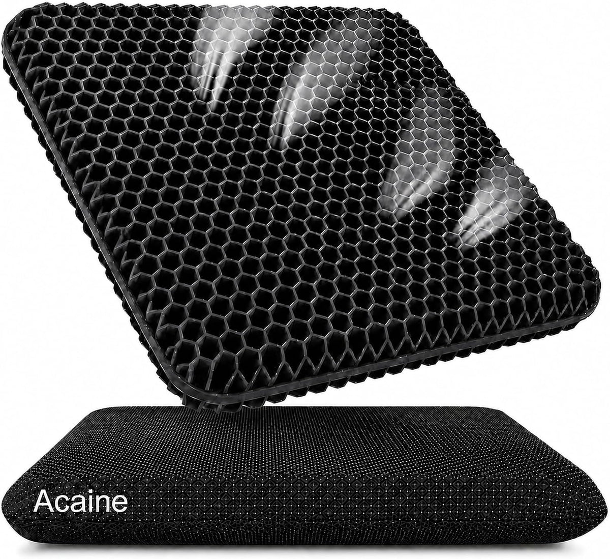 Extra Thick Large Pure Gel Seat Cushion for Long Sitting, Breathable Comfort Cushion for Back, Sciatica, Tailbone & Hip Pain Relief, Washable Portable Cushion for Office Chair, Car, Wheelchair by Acaine