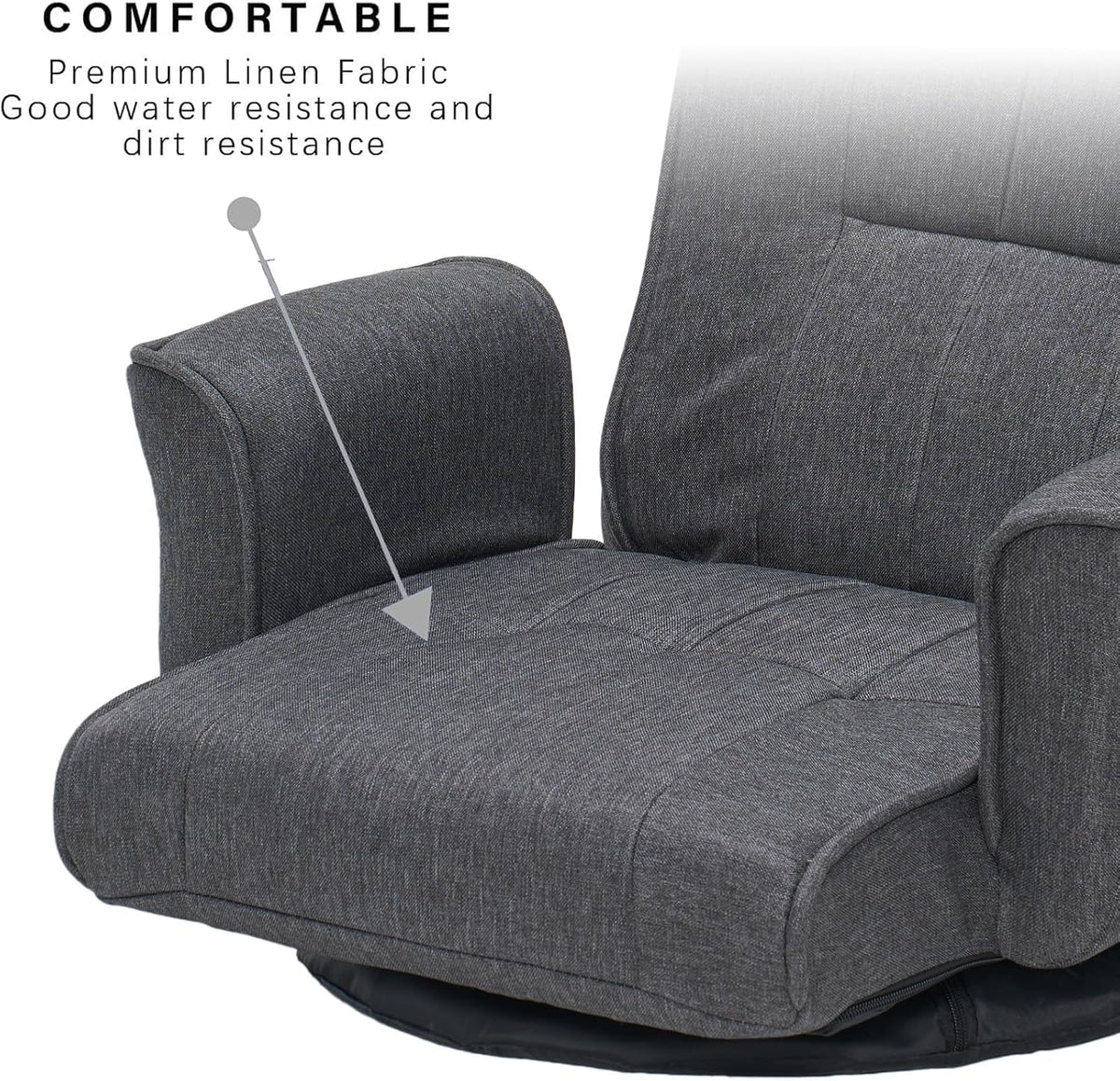 360° Swivel Floor Chair for Adults, 14-Position Adjustable Folding Floor Lounger with Armrests for Reading, Gaming & Relaxing - Image 4