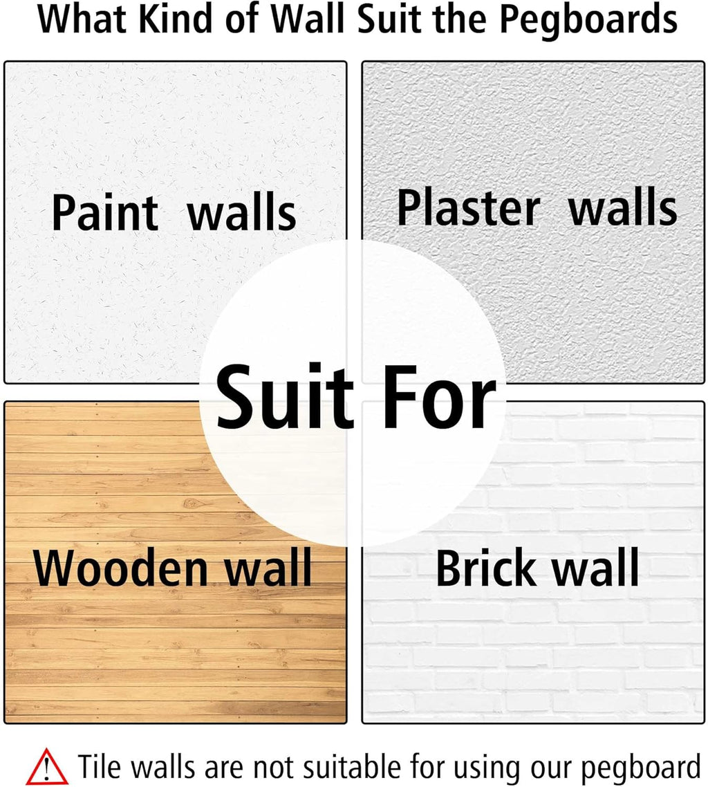 4Pcs Peg Board, Black Pegboard Wall Organizer Panels Wall Mount, ABS Pegboard for Craft Room Garage Kitchen Workshop, ABS Peg Boards Easy Installation - Image 6