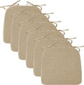 Ruqmuis Chair Cushions for Dining Chairs, 2" Thick Seat Cushions for Kitchen Chairs, D-Shaped Chair Pads with Washable Cover, Ties and Non Slip Backing, 17'' x 16'', Set of 6, Khaki by Ruqmuis