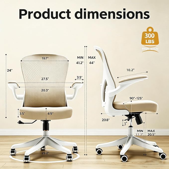 Ergonomic Office Desk Chair High Back Mesh Computer Chair | 360° Swivel Adjustable Lumbar Support & Flip-Up Armrests capacity 300 lbs capacity - Image 2