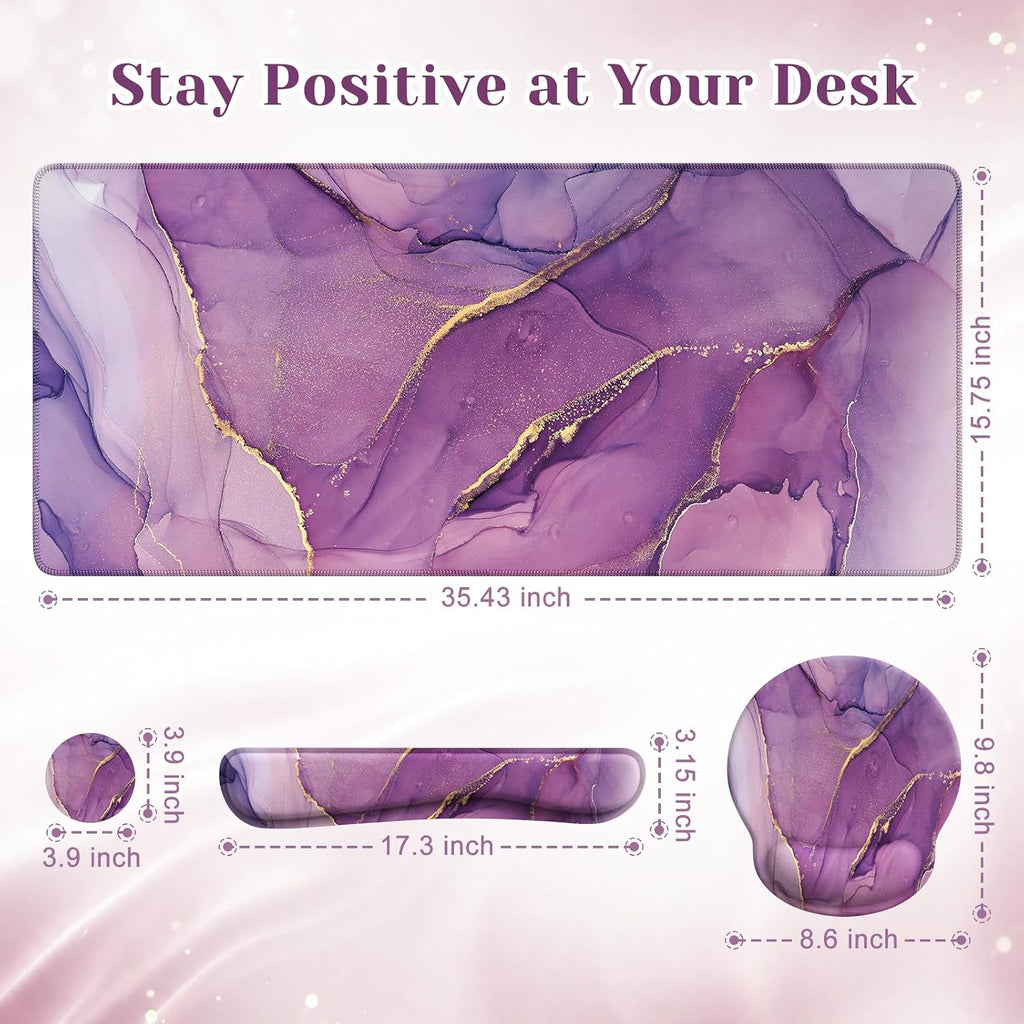 iCasso Purple Keyboard Mat 35.4"x15.7", Desk Blotter for Workspace - Image 2