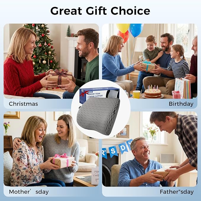 Lumbar Support Pillow for Car & Office Chair - High-Density Memory Foam for Sciatica & Lower Back Pain Relief - Non-Slip Back Support Cushion for Long Commutes & Desk Workers (4D Mesh Gray) - Image 8