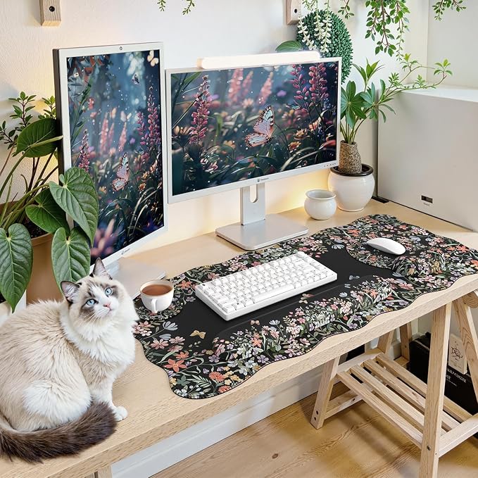 iCasso Black 4in1 Mousepad, 35.4"x15.7" Desk Blotter for Classroom | Workspace Ergonomic Desk Pad Featuring Keyboard Wrist Rest, Girly Mousepad Set for Students Travel Home Office - Image 7
