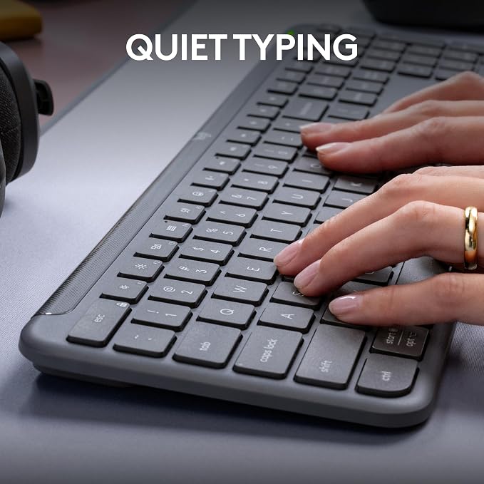 Logitech Signature Slim K950 Wireless Keyboard Sleek Design - Graphite | Sleek design, switch typing between devices, quiet typing, Multi-OS, Windows, Mac, Chrome - Image 6