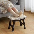 Foot Stool Ottoman Foot Rest Under Desk,Small Stool for Living Room, Bedroom and Kitchen (Black Legs - Stripes Stool Surface) by Furshus