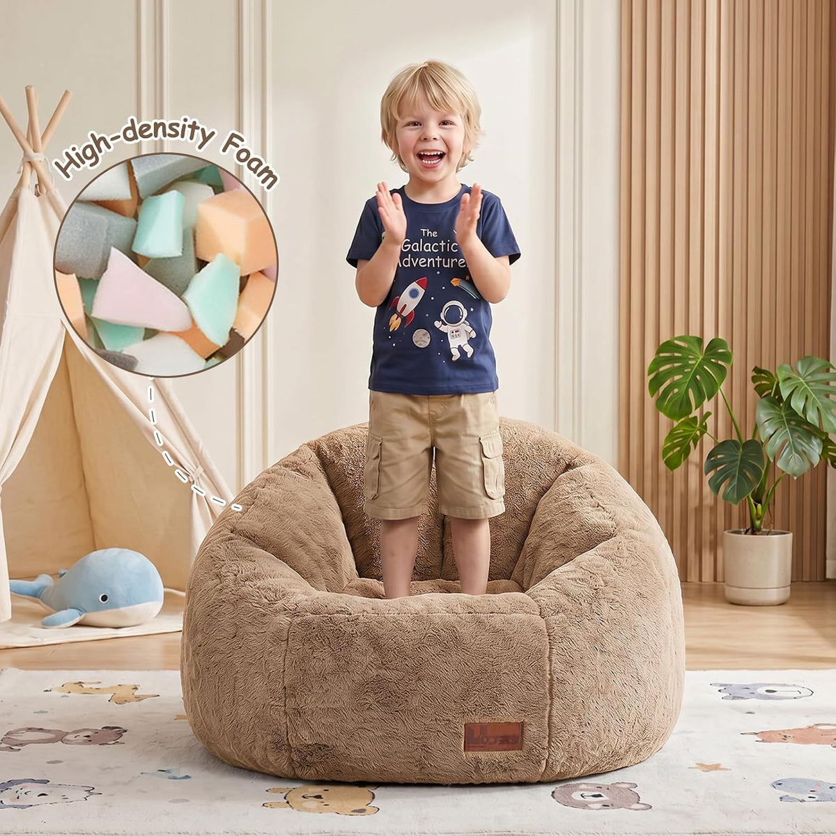 Bean Bag Chair for Kids, Cozy Fluffy Beanbag Chairs with Filler for Teens and Kids, Floor Lazy Sofa for Living Room, Gaming & Reading(S-Brown) - Image 7