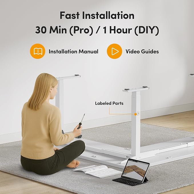 CubiCubi L Shaped Standing Desk Adjustable Height, Electric Corner Desk, Sit Stand Home Office Desk with Splice Board - Image 9
