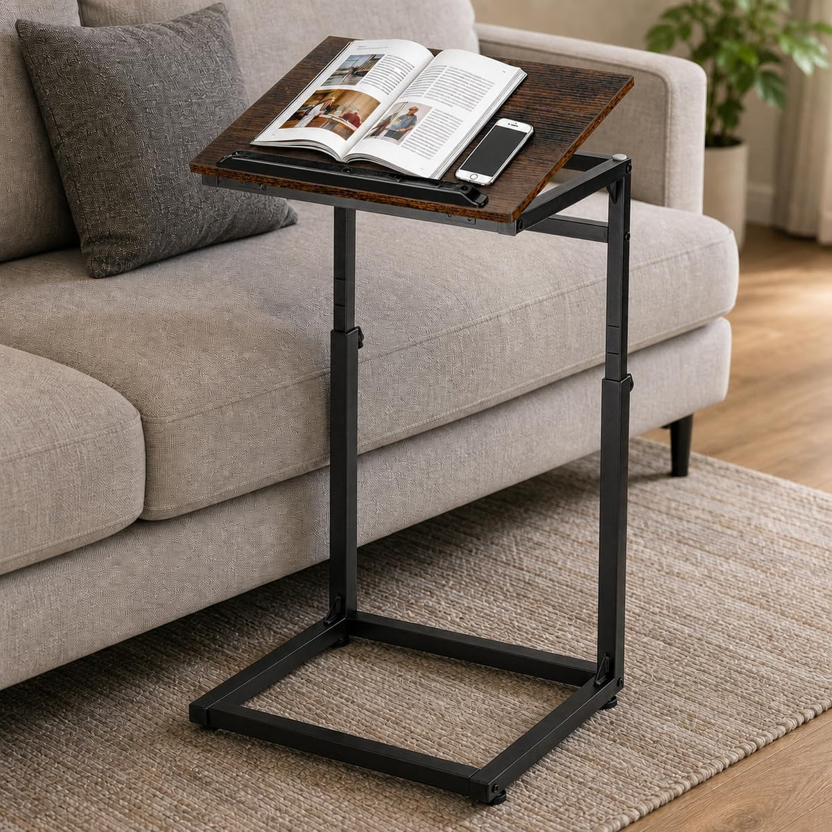 facka TV Tray Table, Adjustable Height & 0-60° Tilt C Table for Sofa by facka