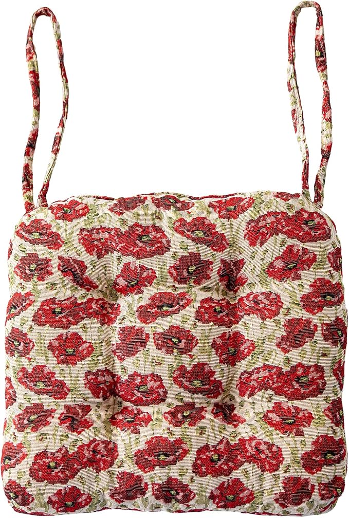 vctops Farmhouse Floral Print Chair Cushions with Ties U-Shaped Soft Comfortable Chair Pads Non Slip Seat Cushions for Indoor Dining Room and Kitchen Chairs (Flower A,16"x16") by vctops