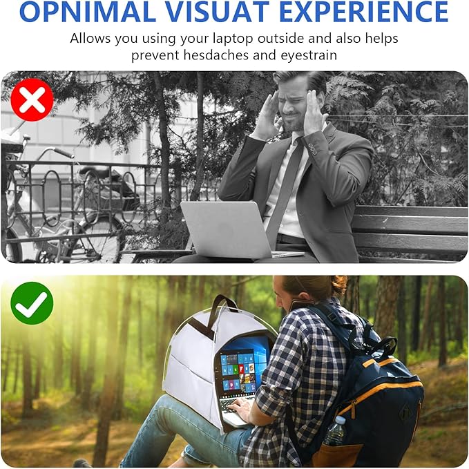 HoYiXi Universal Laptop Sun Shade and Privacy Foldable Shield Working Outdoor Travel Sun Shield for 13-16 inch MacBook Air Pro Dell Asus PC,(Have patents),Grey - Image 5