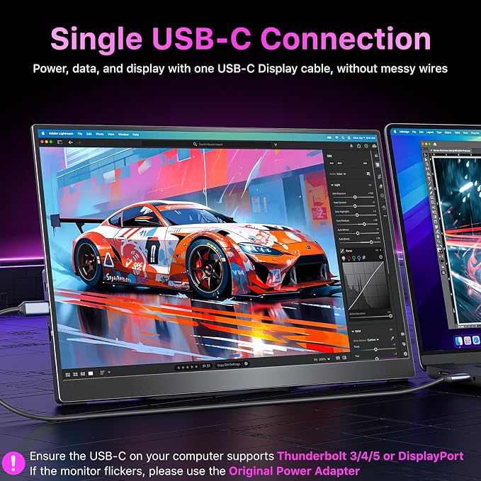 kksmart Portable Monitor for Laptop MacBook Surface PC Xbox PS5, Travel Monitor Second Screen for Laptop, HDMI USB-C VESA Compatible Built-in Speaker, 16 - Image 2